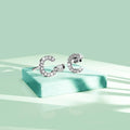 Solid 925 Sterling Silver Glamour Alphabet Letter Earrings  - 11