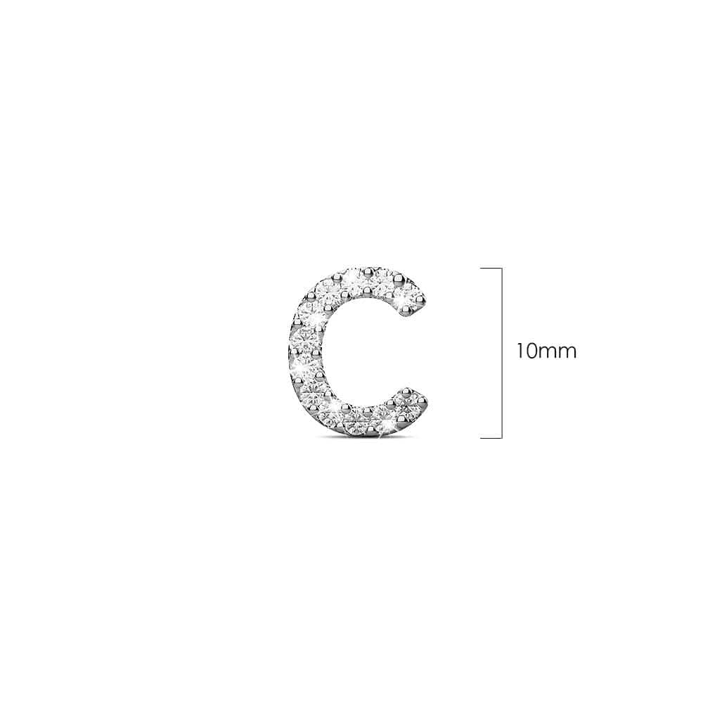 Solid 925 Sterling Silver Glamour Alphabet Letter Earrings - 12