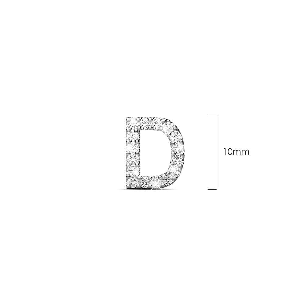 Solid 925 Sterling Silver Glamour Alphabet Letter Earrings - 16