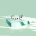 Solid 925 Sterling Silver Glamour Alphabet Letter Earrings  - 19