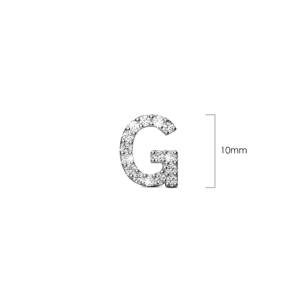 Solid 925 Sterling Silver Glamour Alphabet Letter Earrings - 28