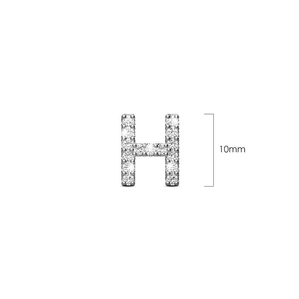 Solid 925 Sterling Silver Glamour Alphabet Letter Earrings - 32