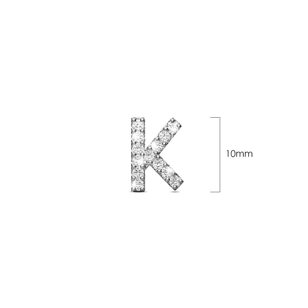 Solid 925 Sterling Silver Glamour Alphabet Letter Earrings - 44