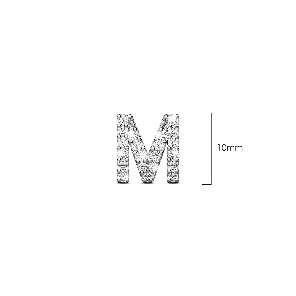Solid 925 Sterling Silver Glamour Alphabet Letter Earrings - 52