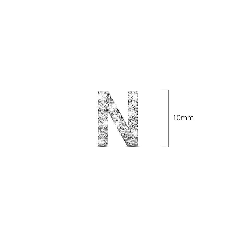 Solid 925 Sterling Silver Glamour Alphabet Letter Earrings - 56