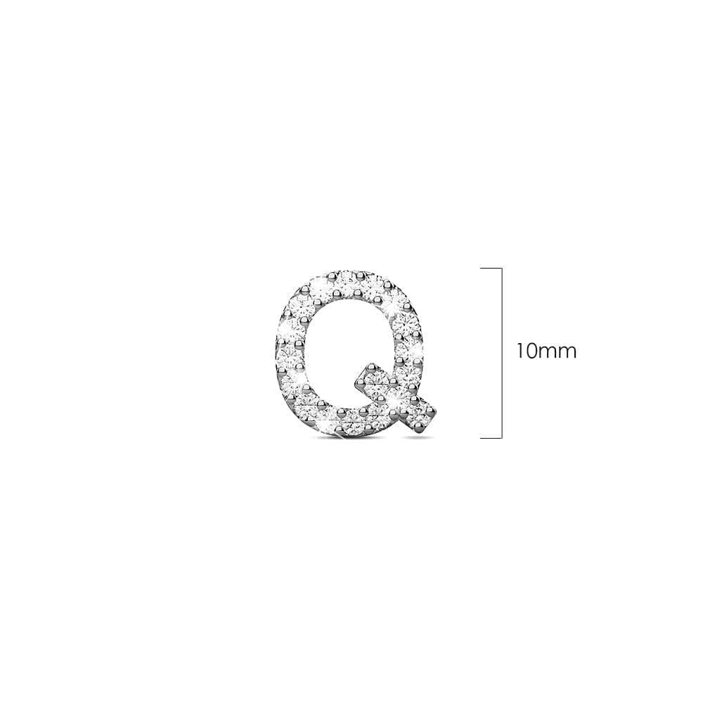 Solid 925 Sterling Silver Glamour Alphabet Letter Earrings - 68