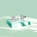 Solid 925 Sterling Silver Glamour Alphabet Letter Earrings  - 71