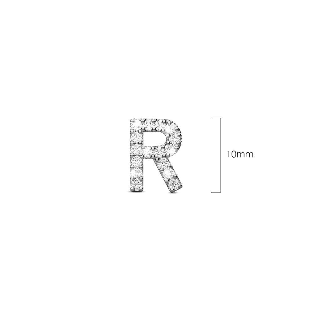 Solid 925 Sterling Silver Glamour Alphabet Letter Earrings - 72