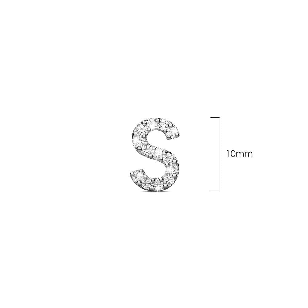 Solid 925 Sterling Silver Glamour Alphabet Letter Earrings - 76