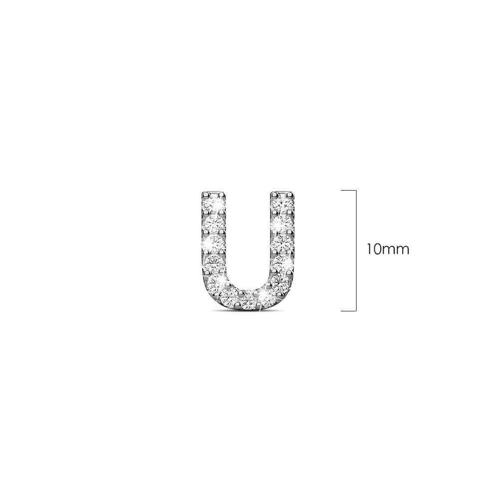 Solid 925 Sterling Silver Glamour Alphabet Letter Earrings - 84