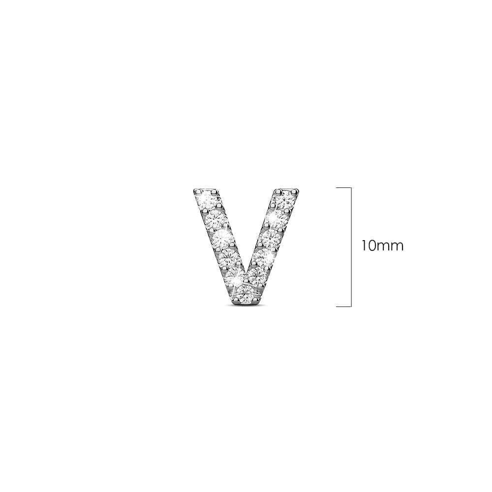 Solid 925 Sterling Silver Glamour Alphabet Letter Earrings - 88