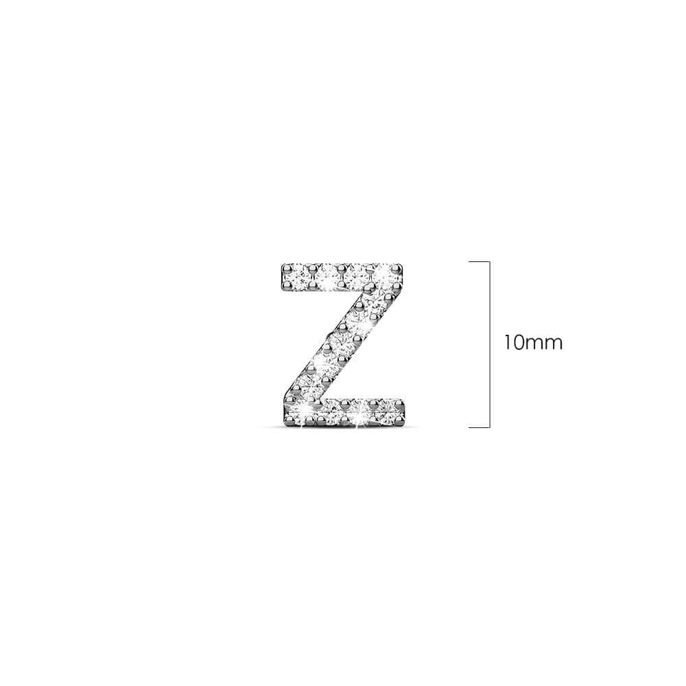 Solid 925 Sterling Silver Glamour Alphabet Letter Earrings - 104