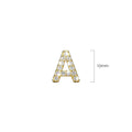 Solid 925 Sterling Silver Glamour Alphabet Letter Earrings Gold - 4