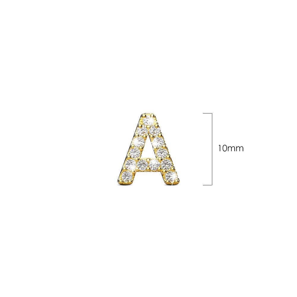 Solid 925 Sterling Silver Glamour Alphabet Letter Earrings Gold - 4