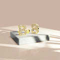 Solid 925 Sterling Silver Glamour Alphabet Letter Earrings Gold - 7