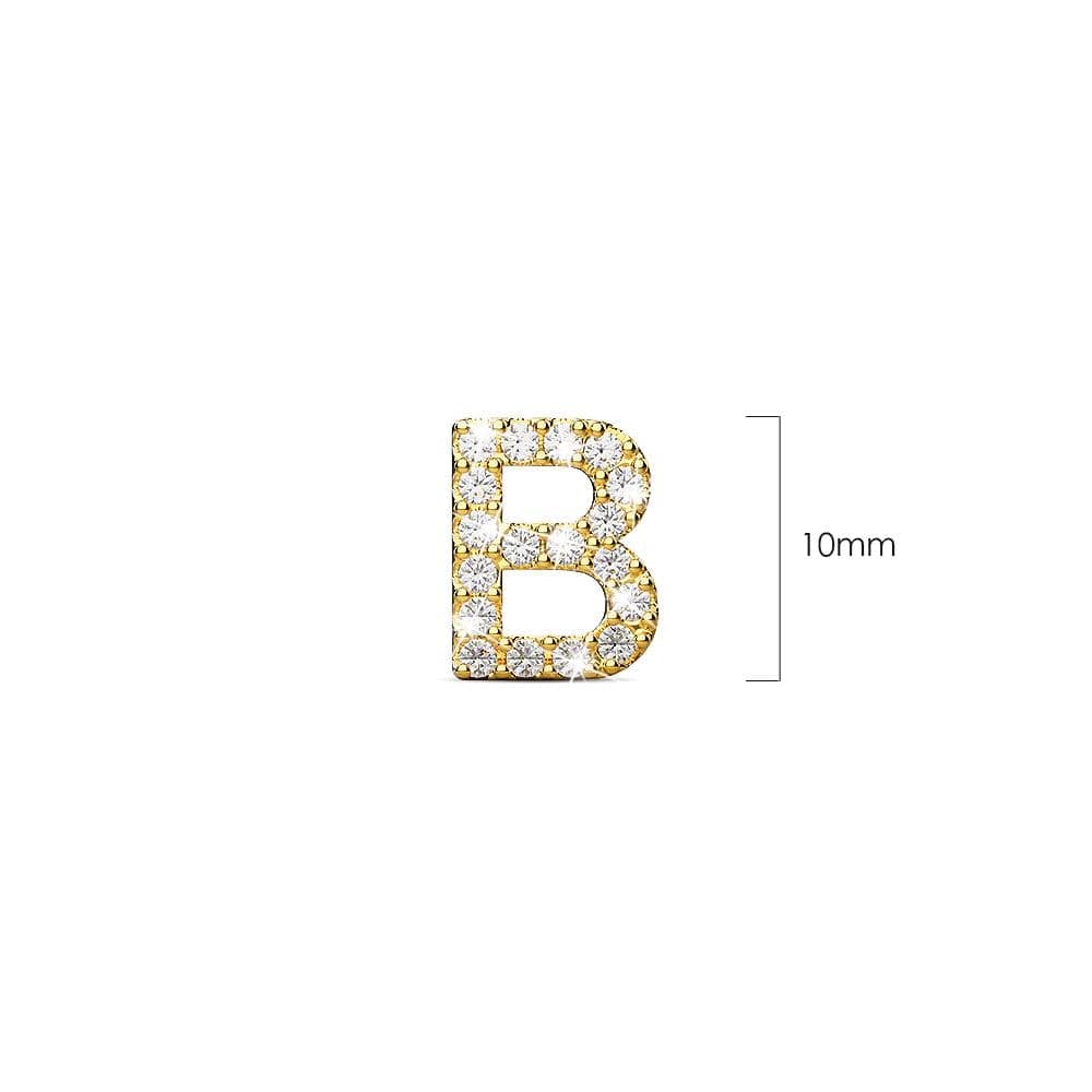 Solid 925 Sterling Silver Glamour Alphabet Letter Earrings Gold - 8