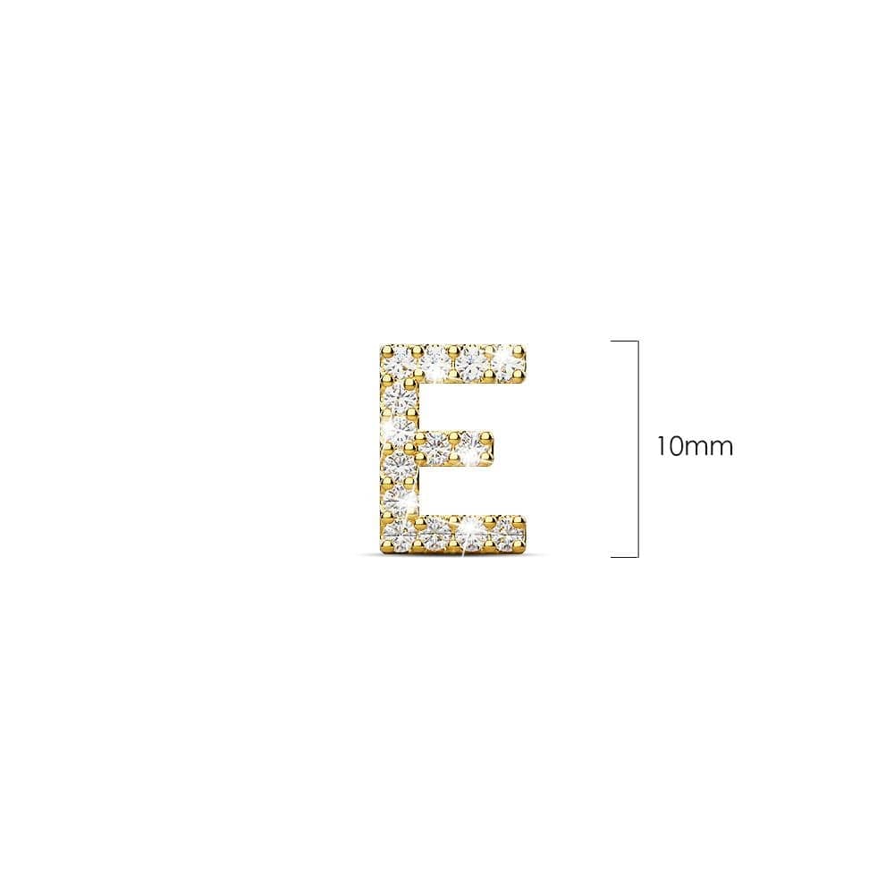 Solid 925 Sterling Silver Glamour Alphabet Letter Earrings Gold - 20