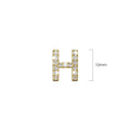 Solid 925 Sterling Silver Glamour Alphabet Letter Earrings Gold - 32