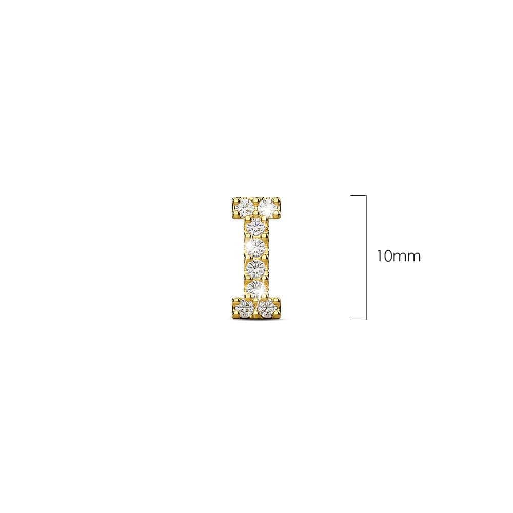 Solid 925 Sterling Silver Glamour Alphabet Letter Earrings Gold - 36