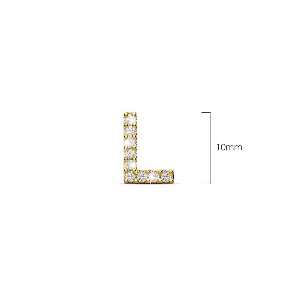 Solid 925 Sterling Silver Glamour Alphabet Letter Earrings Gold - 48