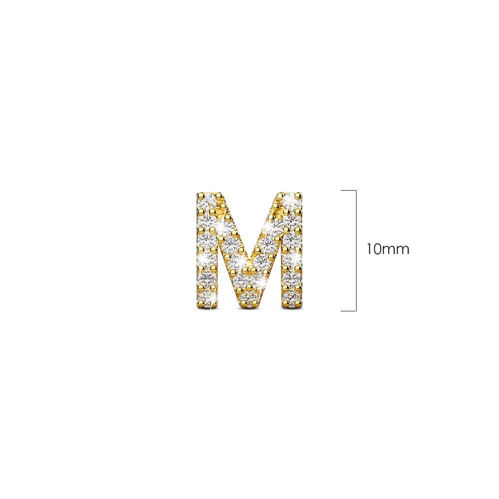 Solid 925 Sterling Silver Glamour Alphabet Letter Earrings Gold - 52