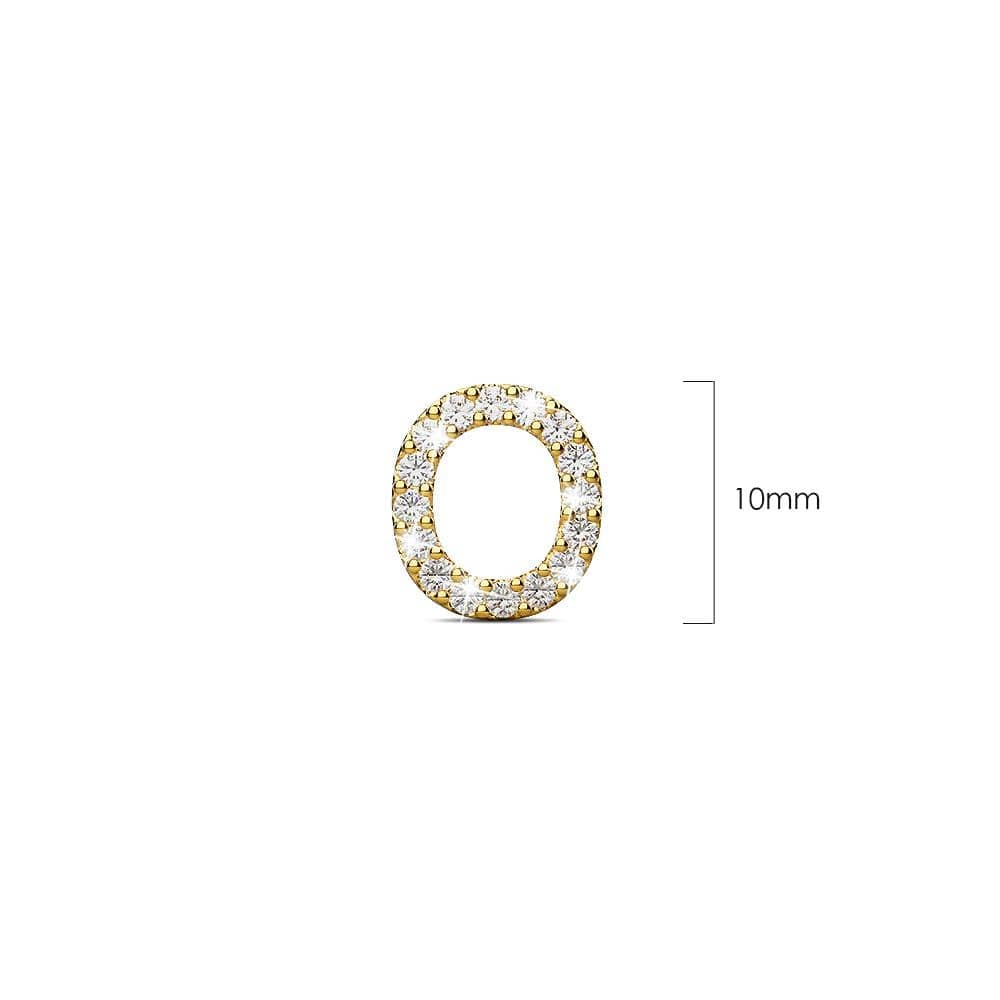 Solid 925 Sterling Silver Glamour Alphabet Letter Earrings Gold - 60