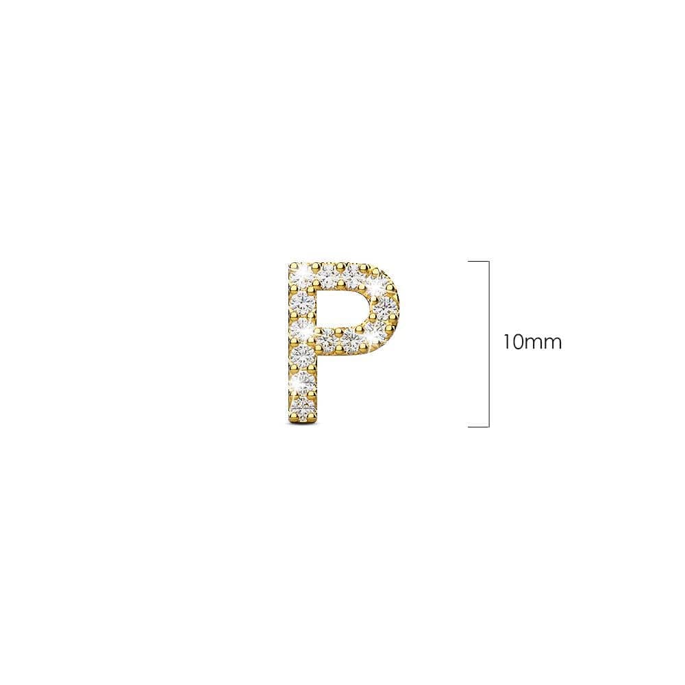Solid 925 Sterling Silver Glamour Alphabet Letter Earrings Gold - 64