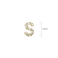 Solid 925 Sterling Silver Glamour Alphabet Letter Earrings Gold - 76
