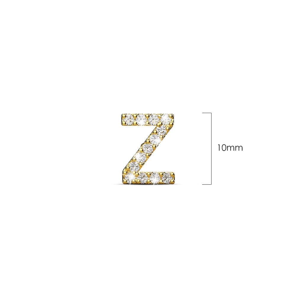 Solid 925 Sterling Silver Glamour Alphabet Letter Earrings Gold - 104
