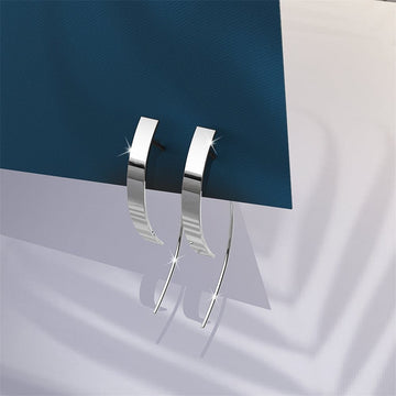 Solid 925 Sterling Silver Cut Out Mon Amour Threader Earrings - Brilliant Co