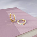 Solid 925 Sterling Silver Clove Zircon Huggie Earrings Gold - Brilliant Co