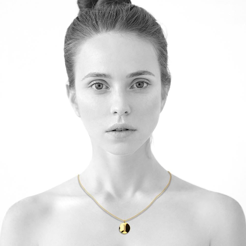 Solid 925 Sterling Silver Initial Alphabet Personalised Disc Necklace - 37