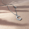 Solid 925 Sterling Silver Initial Crystal Personalised Alphabet Letter Necklace Silver - 11