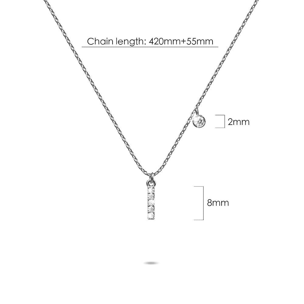 Solid 925 Sterling Silver Initial Crystal Personalised Alphabet Letter Necklace Silver - 36