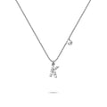 Solid 925 Sterling Silver Initial Crystal Personalised Alphabet Letter Necklace Silver - 42