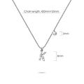 Solid 925 Sterling Silver Initial Crystal Personalised Alphabet Letter Necklace Silver - 44