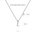 Solid 925 Sterling Silver Initial Crystal Personalised Alphabet Letter Necklace Silver - 48