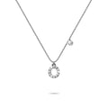 Solid 925 Sterling Silver Initial Crystal Personalised Alphabet Letter Necklace Silver - 58