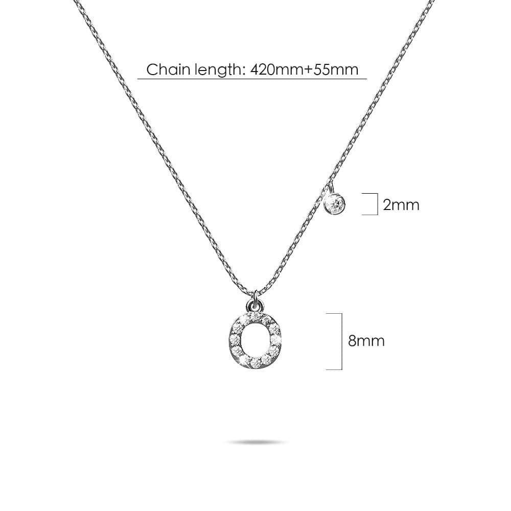 Solid 925 Sterling Silver Initial Crystal Personalised Alphabet Letter Necklace Silver - 60