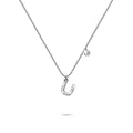 Solid 925 Sterling Silver Initial Crystal Personalised Alphabet Letter Necklace Silver - 82