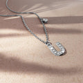 Solid 925 Sterling Silver Initial Crystal Personalised Alphabet Letter Necklace Silver - 83