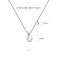Solid 925 Sterling Silver Initial Crystal Personalised Alphabet Letter Necklace Silver - 84