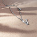 Solid 925 Sterling Silver Initial Crystal Personalised Alphabet Letter Necklace Silver - 87