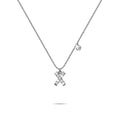 Solid 925 Sterling Silver Initial Crystal Personalised Alphabet Letter Necklace Silver - 94
