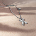 Solid 925 Sterling Silver Initial Crystal Personalised Alphabet Letter Necklace Silver - 95