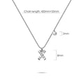 Solid 925 Sterling Silver Initial Crystal Personalised Alphabet Letter Necklace Silver - 96