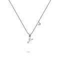 Solid 925 Sterling Silver Initial Crystal Personalised Alphabet Letter Necklace Silver - 98