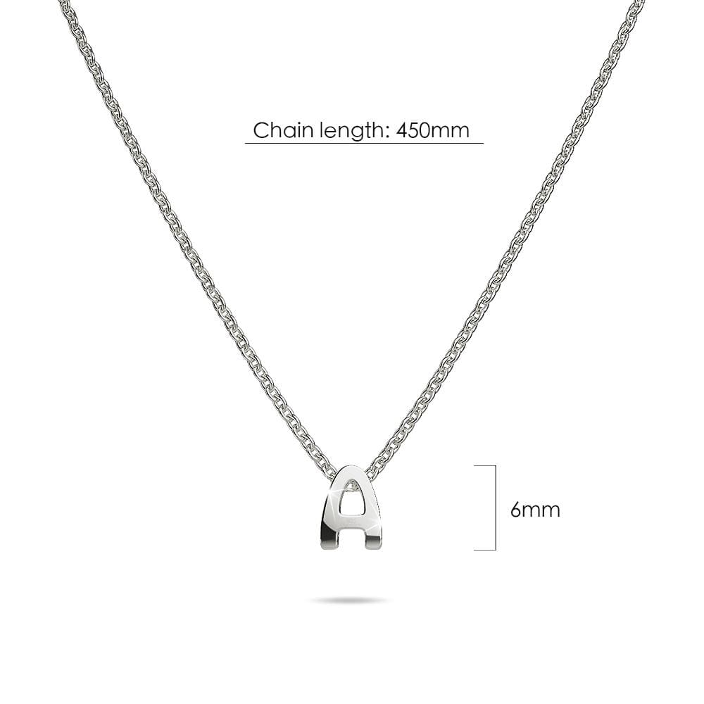 Solid 925 Sterling Silver Initial Alphabet Letter Necklace - 5