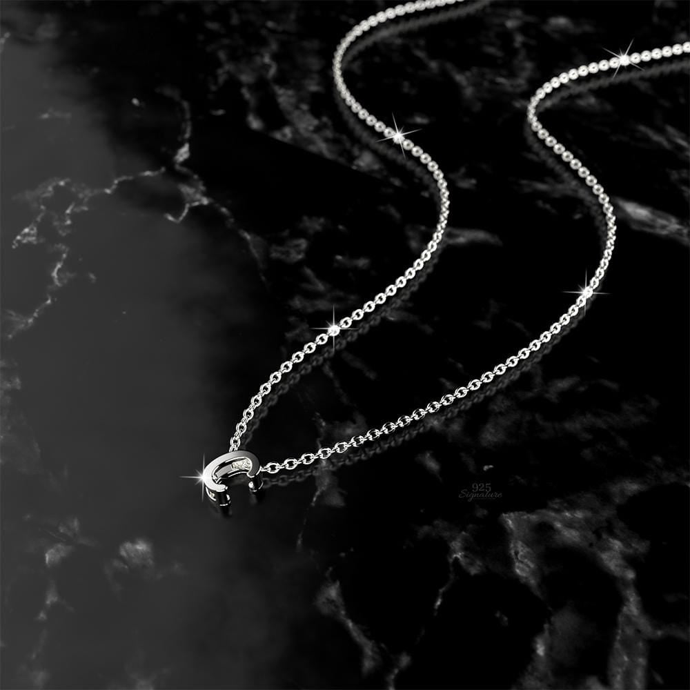Solid 925 Sterling Silver Initial Alphabet Letter Necklace - 11