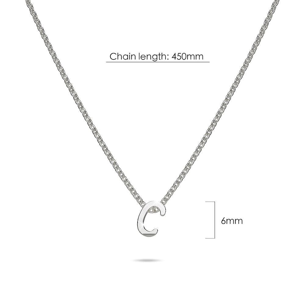 Solid 925 Sterling Silver Initial Alphabet Letter Necklace - 13
